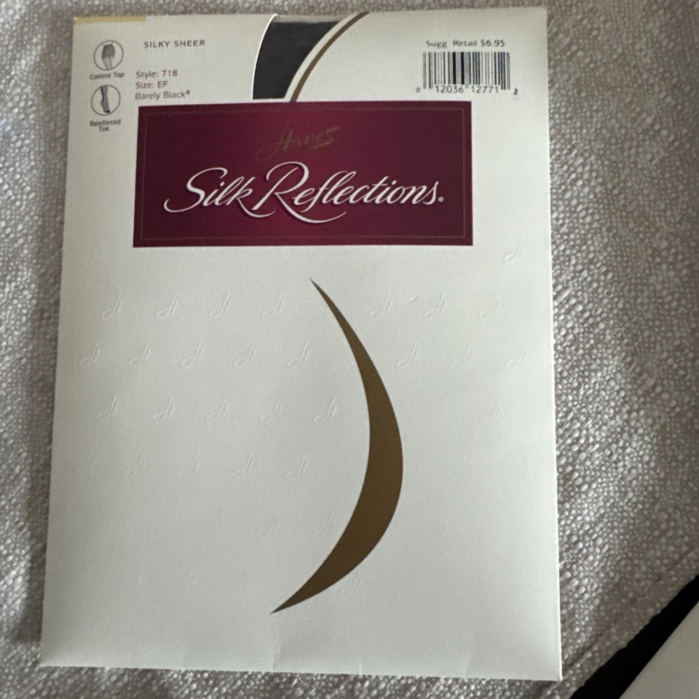 Hanes Silk Reflections Sheer Panty hose #716 EF barely Black 2002 Vintage Nylon